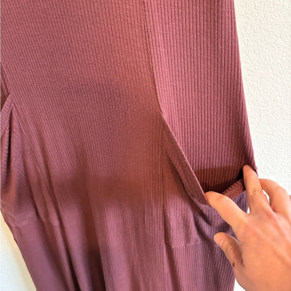 Baltic Born Mauve Ribbed Maxi Dress Medium Pockets Modest Boho Wedding Guest - Picture 4 of 13